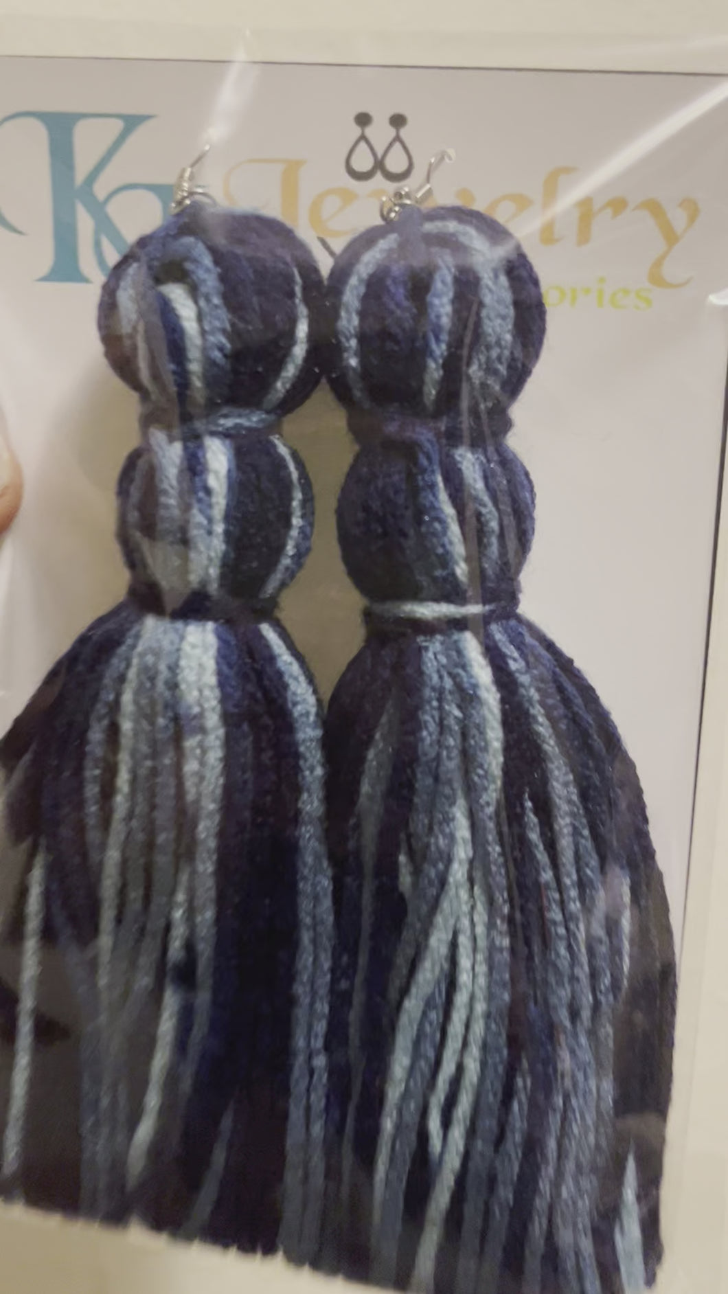 Double Puff Yarn Tassel Earrings