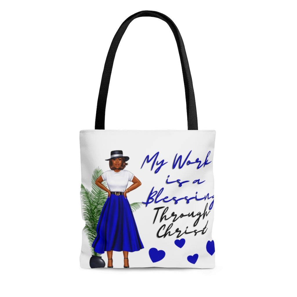 My Work is A Blessing Blue Tote Bag