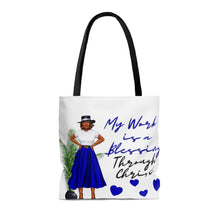 Load image into Gallery viewer, My Work is A Blessing Blue Tote Bag
